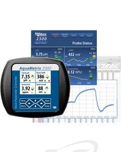 Aquametrix web-enabled AM-2300 controller for liquid analytics and process applications,Aquametrix web-enabled AM-2300 controller for liquid analytics and process applications. Shown with 2300-WALL-ENCL NEMA 4X enclosure kit for wall mounting.