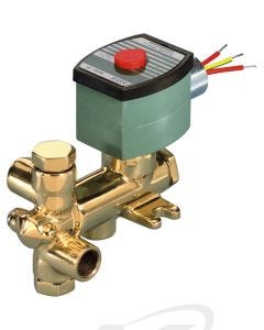 ASCO Valve 8300 Three-Way General Service Solenoid Valves, Shown with Brass Body