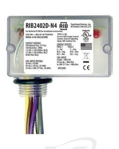 Functional Devices RIB2402D-N4 24 VAC/VDC or 208-277 VAC Enclosed Pilot Relay, 1 DPDT