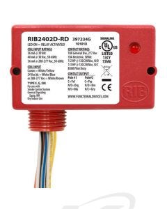 Functional Devices RIB2402D-RD 24 VAC/VDC or 208-277 VAC Enclosed Pilot Relay, 1 DPDT