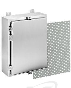 Hoffman A20H2006SSLP NEMA 4X 304SS Hinged Enclosure: 20x20x6, Perf Subpanel