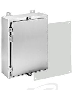 Hoffman A20H2006SSLP NEMA 4X 304SS Hinged Enclosure: 20x20x6, SS Subpanel