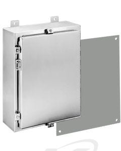 Hoffman A30H2408SSLP NEMA 4X 304SS Hinged Enclosure: 30x24x8, Steel Subpanel