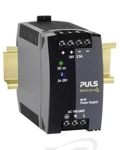 PULS ML60.241 MiniLine-2 Single Phase Power Supply: 24VDC/2.5-2.1A/60W