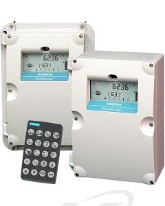 Siemens MultiRanger 100/200 Ultrasonic Continous Level Controller/Monitor for Industrial Applications (also known as Milltronics MultiRanger 100 and MultiRanger 200). Panel-Mount, Wall Mount Versions and Required Handheld for Configuration