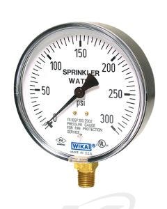 WIKA 4233761 111.10SP Sprinkler System Gauge 4" Dial: Range: 0-300 PSI Water