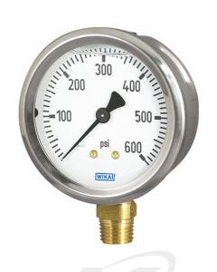 WIKA 9767037 213.53 Glycerine-Filled Industrial Gauge 2.5" Dial: Range: 0-15 PSI