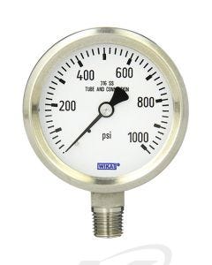 WIKA 9833638 233.53 Glycerine-Filled Industrial Gauge 2.5" Dial: 30-In-0-30 PSI