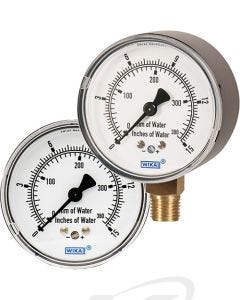 WIKA 611.10 Steel Case Capsule Low Pressure Gauges, 2" or 2.5" Dial, 1/4" NPT Center Back or Bottom Stem Mount