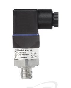 WIKA A-10 General Industrial Analog Pressure Transmitter, 1/4" NPTM threaded pressure connection, DIN EN electrical connection with plug connector and 6-foot cable